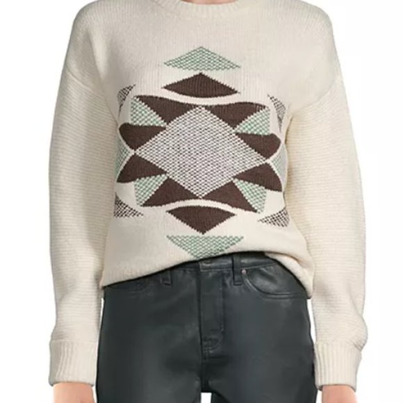 a.n.a Womens Crew Neck Long Sleeve Pullover Sweater quilted pattern - Picture 1 of 7